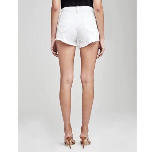 L’AGENCE Ryland High Rise Cut Off Shorts White Blanc Denim Raw Hem US 31 NWT - Picture 3 of 8